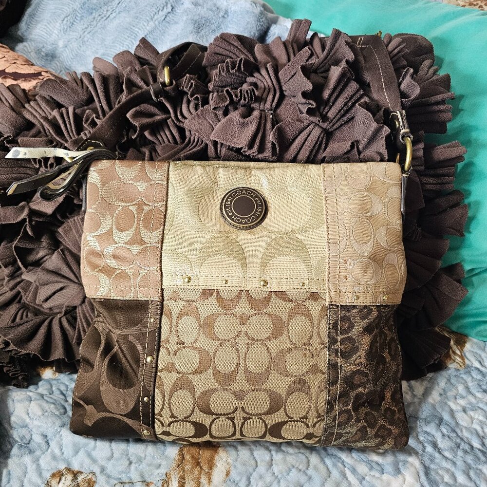 Coach Y2k Signature Patchtwork Demi File Bag Crossbody Purse In Jacquard
